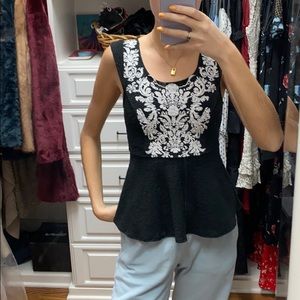 Free People black tank with white design
